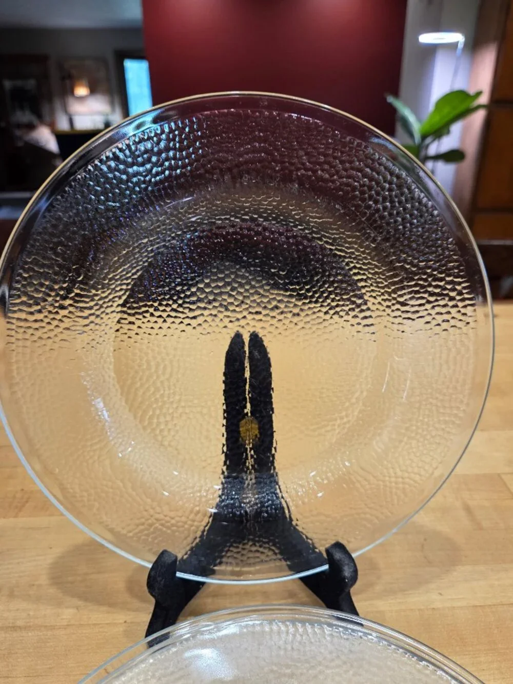 Vintage Indiana Glass Crystal Ice Dinner Plates Set of 4 Clear Bark MCM